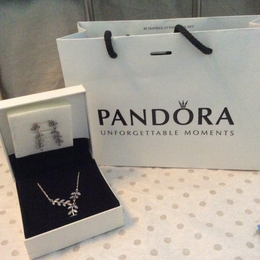 Pandora Earring and Necklace Set. NEW